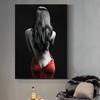 Modern Black and White Sexy Smoking Women with Red Lip Hat Canvas Painting Wall Art Pictures for Living Room Cuadros Home Decor