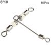 10Pcs 3 Way Luminous T-Shape Cross-line Rolling Fishing Connector Swivel Hooks