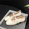 Fashion Square Toe Low Order Shoes for Women In Spring 2025 Thick Heeled Women's Shoes Gentle Evening Style Small Leather Shoes