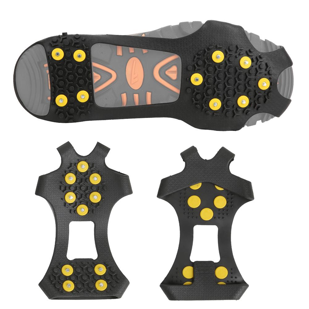 A Pair 10 Teeth Anti Skid Ice Cleat Shoe Cover Grips Spikes Climbing Crampons for Outdoor Hiking