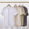 Men's Summer Linen Stand Collar Short-Sleeve Shirt - Japanese Style, Youthful Loose Fit