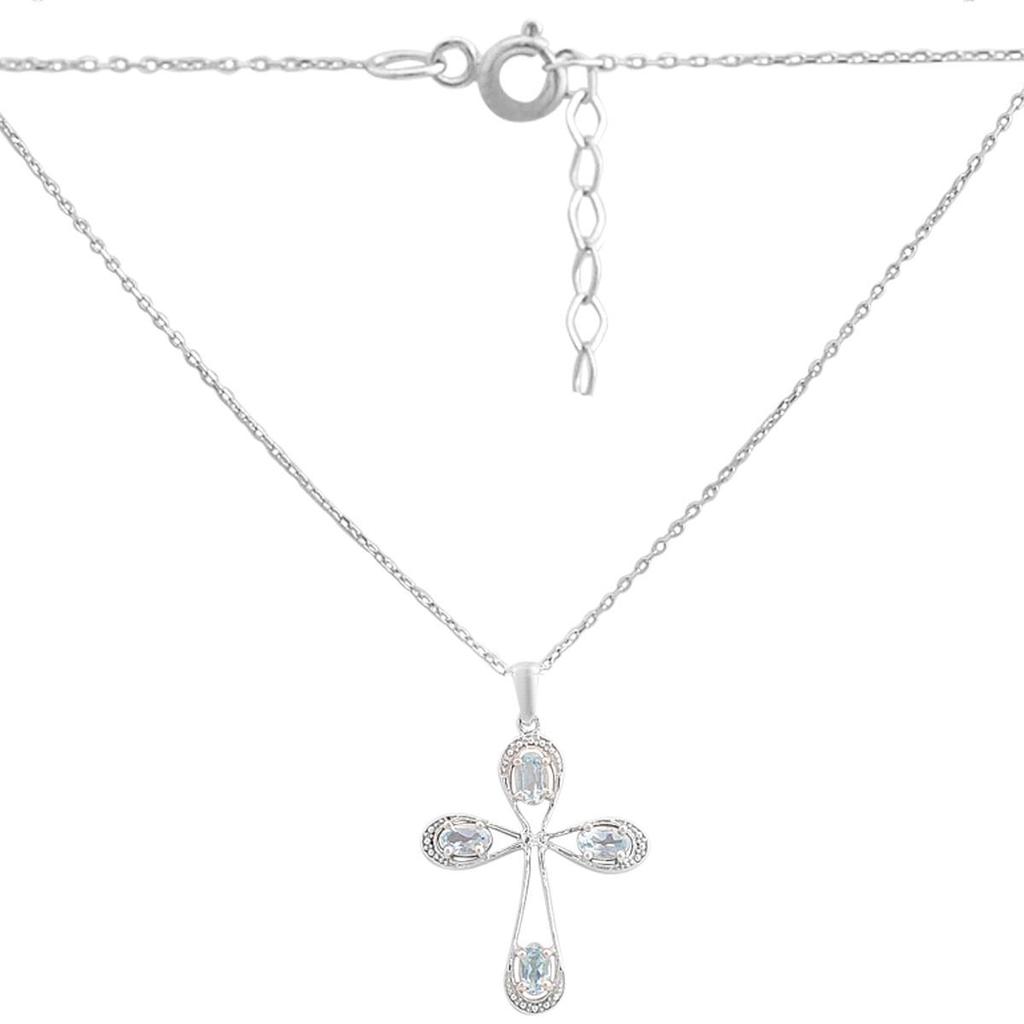 Silver Necklace with Natural Topaz 1.099ct, Product Weight 3.87g (2167617)