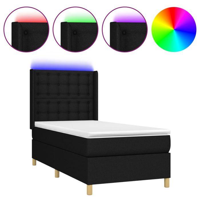 VidaXL Slat Bed Base with Mattress and LED, Upholstered Bed, Single Bed, Adult Bed for Interior Bedroom, 3139175