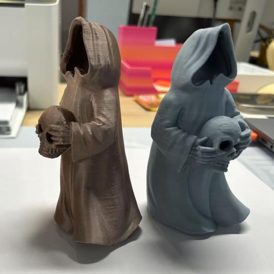 Ghost Skull with LED Tea Lights Halloween 3D Printed Skeleton Ghost Lamp Battery Operated Flickering Flameless Night Light for Home Table Decor