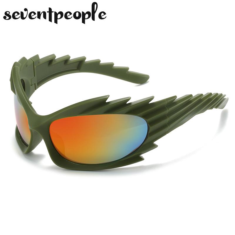 Spike Rectangle Sunglasses Women Men Luxury Brand Designer Fashion Punk Sun Glasses for Male Steampunk Y2K Sports Sunglass