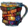 Painted Book Mug, Unique Colorful Resin Stacked Books Coffee Cup, Collectible Gift for Readers, Librarians, Literature Lovers