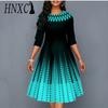 Women's Fashion Summer Spring 2/1 Sleeve O-Neck High Waist Casual Dresses
