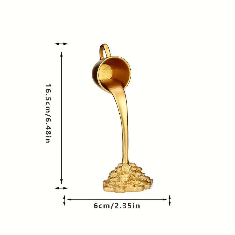 Golden Fortune Cup - Flowing Liquid Effect Lucky Decoration, Luxury Home/Office Ornament, Resin Coffee Cup, Suitable for Shelves, Tabletops