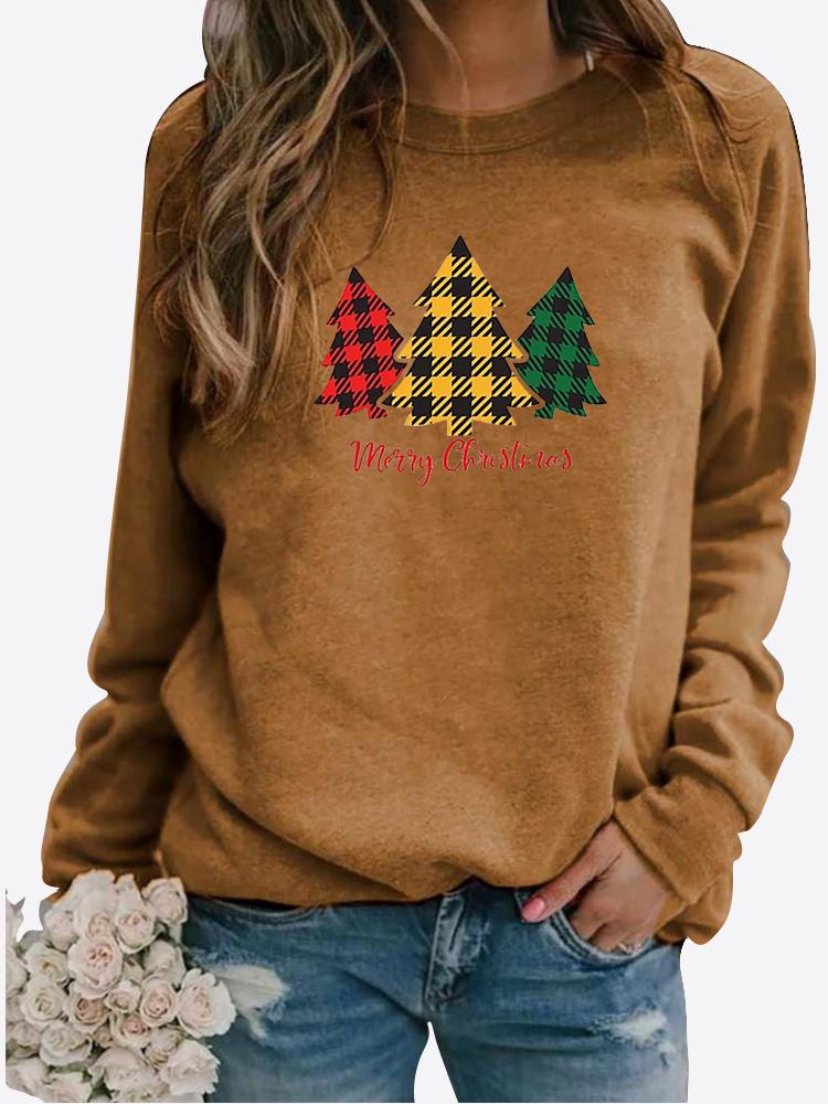 Women Winter Clothing Christmas Printed Casual Sweatshirt Long Sleeve Tops T-shirt Ladies Round Neck Pullover Sweater