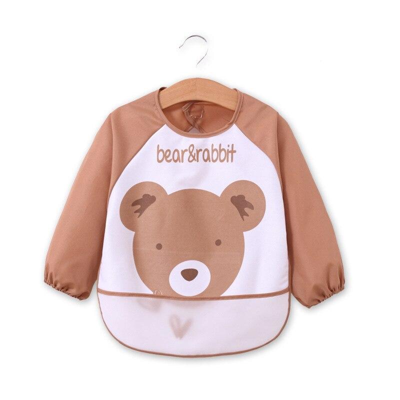 Baby Cute Cotton Bibs Waterproof  Cartoon Baby Long Sleeve Burp Choth Infant Eating Children Drawing Apron Baby Self Feeding Bib