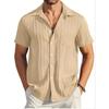 Summer Men's Striped Color Blocked Casual Short Sleeved Shirt