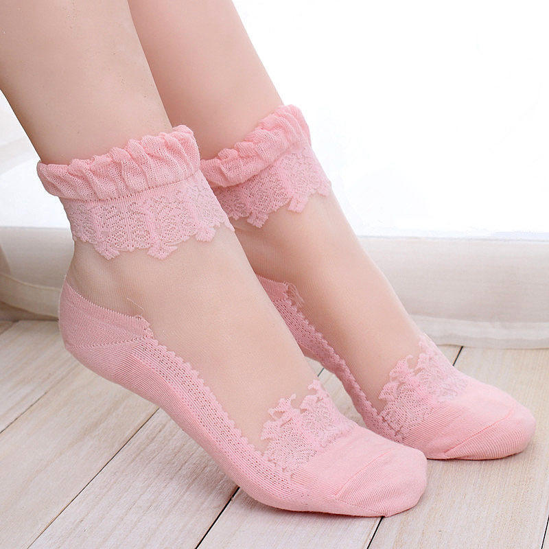 Fashion Lace Ruffle Ankle Soft Mesh Knit Frill Women Trim Women Transparent Socks