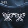 925 Sterling Silver Hollow Butterfly Pendant Piercing Earrings Fashion Wedding Jewelry