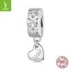 Love Bow Diy Bracelet Positioning Buckle, Romantic Girl Heart S925 Sterling Silver Beaded Accessories