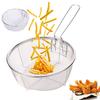 Stainless Steel Fry Basket with Handle Kitchen Round Frying Basket for French Fries Onion Rings Fried Chicken