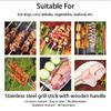 55Cm Large Barbecue Skewer Reusable 410 Stainless Steel BBQ Kebab Stick with Wooden Handle Outdoor Camping Picnic Tools Cooking Tool