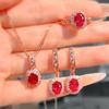 Imitation Ruby Ring Set Temperament Elegant High Carbon Diamond Necklace Earrings Bracelet Mother'S Day Gift