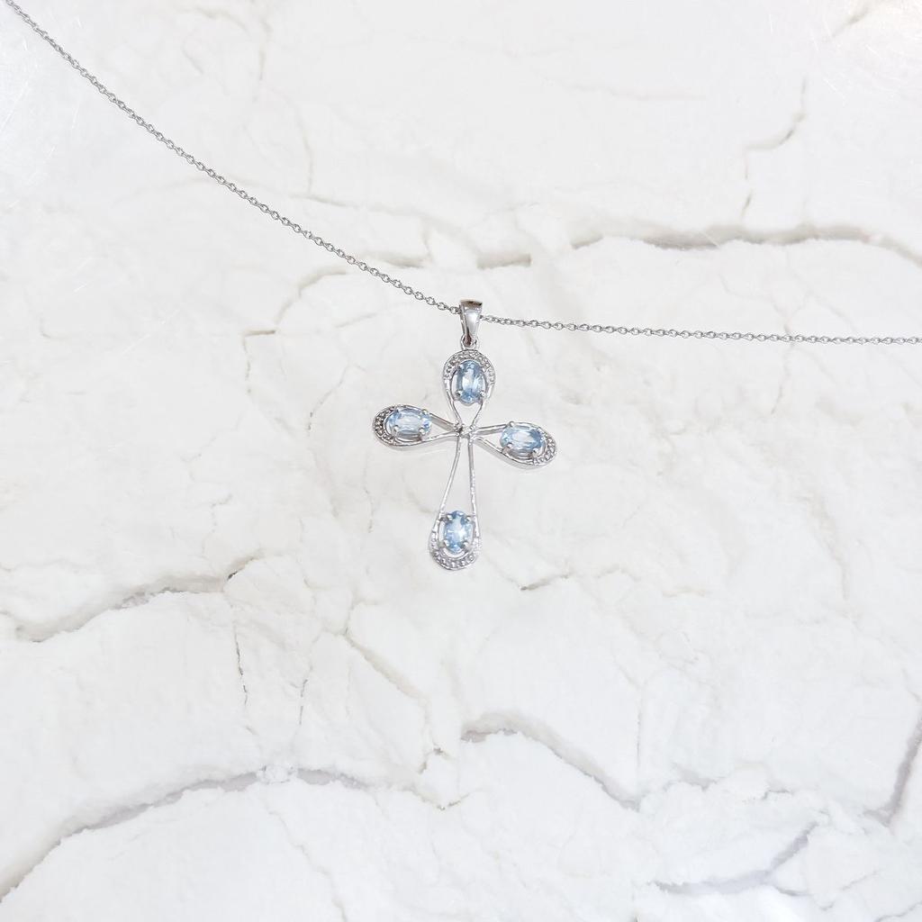 Silver Necklace with Natural Topaz 1.099ct, Product Weight 3.87g (2167617)