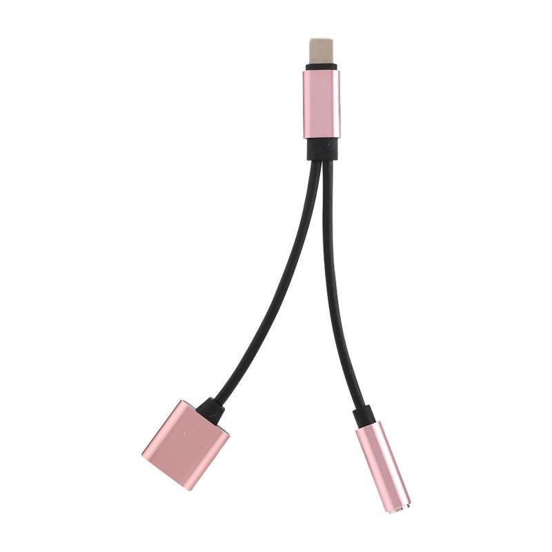 Adapter Charger Audio Cable 2 In 1 Charge To 3.5 Mm Jack Headphone Aux Converter for Apple Iphone 7 8