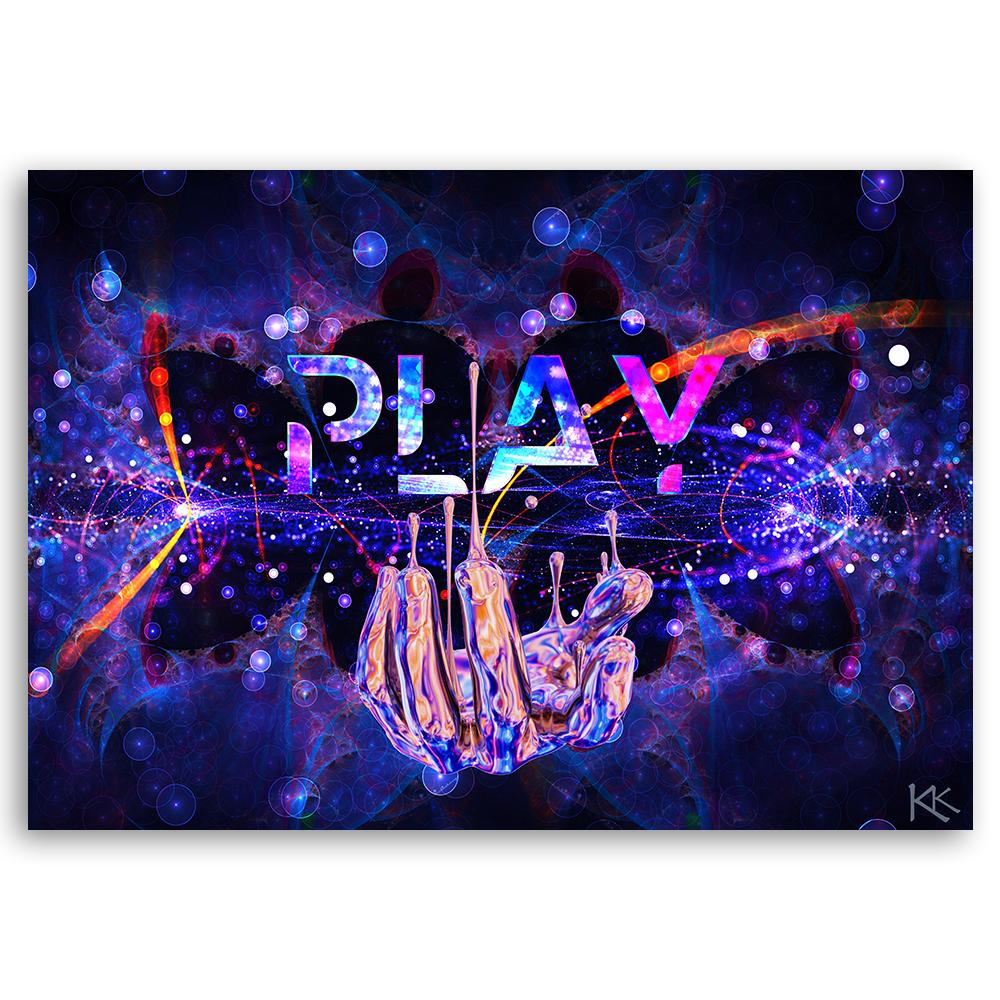 Canvas Print, Play Neon with Inscription
