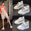 Little White Shoes Women's  New Inner Height Increase Velcro Leather Breathable Mesh Platform Women's Shoes Casual Shoes