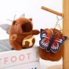 Cute Capybara Back Butterfly Pull-Out Drawing Plush Doll Keychain Backpack Hanging Ornaments