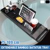 Extendable Bamboo Bathtub Tray Canddy Bath Tray Wooden Bathroom Storage Spa Bath Tub Tray Bridge Shelf Organizer Reading Rack