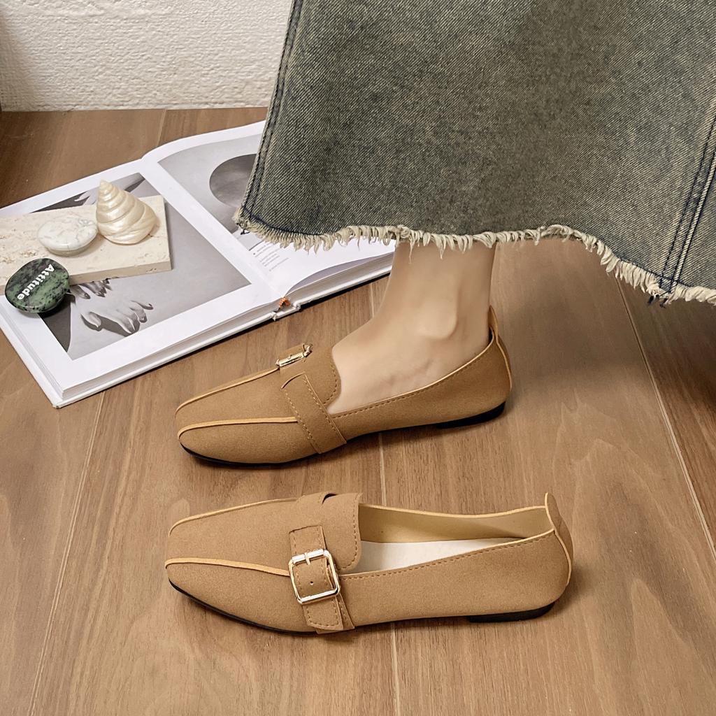 Fashion Women Flats Shoes Spring New Style Metal Buckle Loafers Soft Sole Shallow Mouth Sneakers Women Casual Comfortable Office Shoes