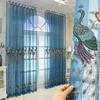 Peacock Pattern Sheer Curtains Sliding Glass Door Floral Embroidered Patio Door Grommet Top Voile Curtain Tulle Drapes for Living Room Bedroom Home