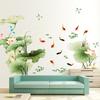 2Pcs/Set Wall Sticker Chinese Style Waterproof Self-adhesive Lotus Carp Flying Birds Background Sticker Bedroom Decor