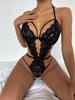 Sexy Lingerie Women Erotic Underwear Babydoll Costume Deep V Neck Lace Dress Open Crotch Bodysuit Exotic Woman Sleepwear