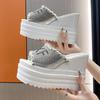 Fashion House Slippers Platform High-Heeled Shoes Lady Luxury Slides Increased Internal On A Wedge Peep Toe Designer Fashion Sexy Super