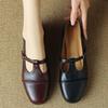Light Luxury Retro~ French Hepburn Style Niche Round Head Hollow Small Leather Shoes Mary Jane Single Shoes