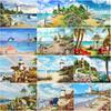 New 5D DIY Diamond Painting Sea View Diamond Embroidery Lighthouse Cross Stitch Full Round Drill Home Decor Manual Gift