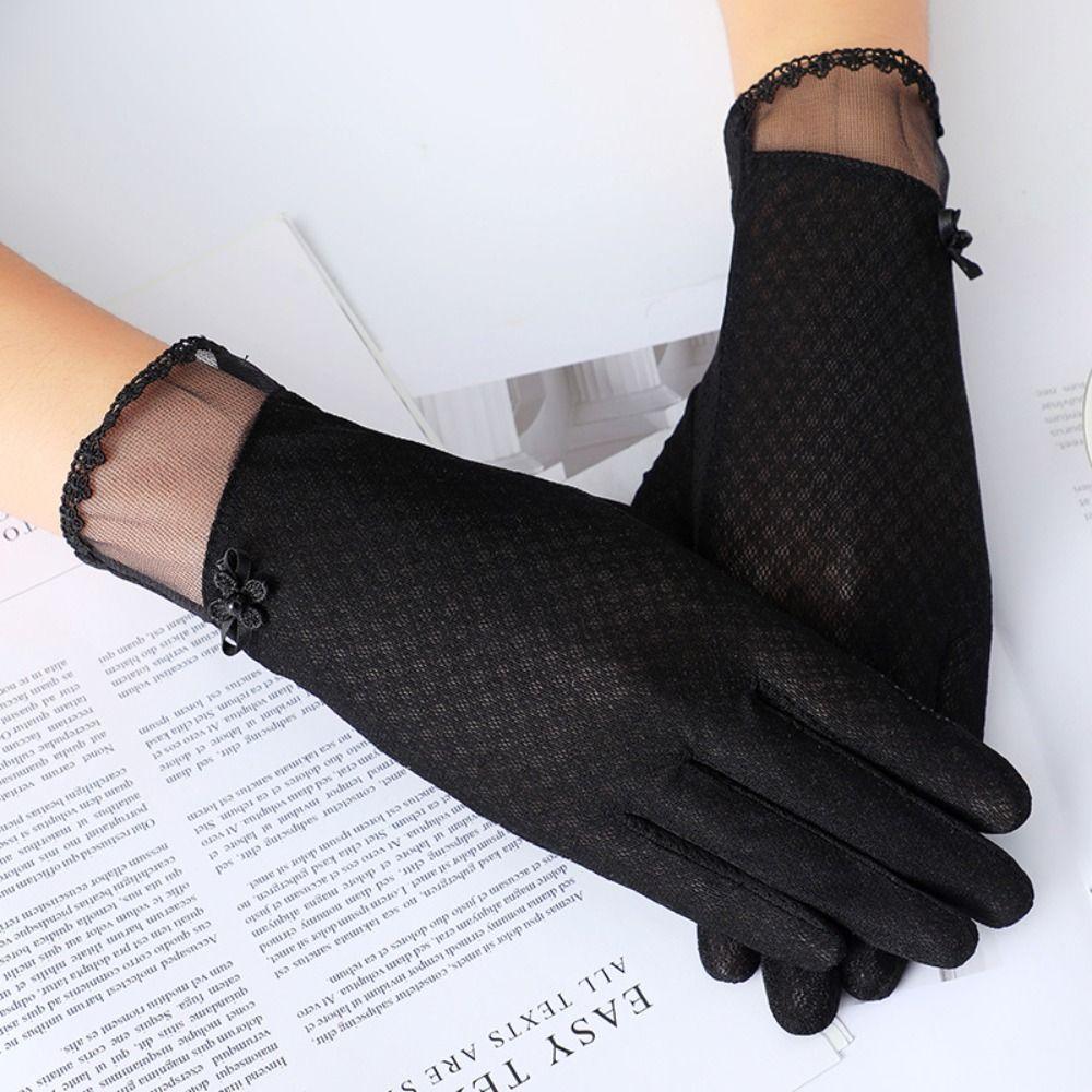 Breathable Female Sunscreen Gloves Full Finger Cycling Gloves Fashion Ice Silk Gloves  Summer