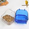 Transparent Bird Food Tray Bath Box Parakeet Caged Bird Bathing Tub with Standing Perch for Small Birds Canary Budgies Parrots