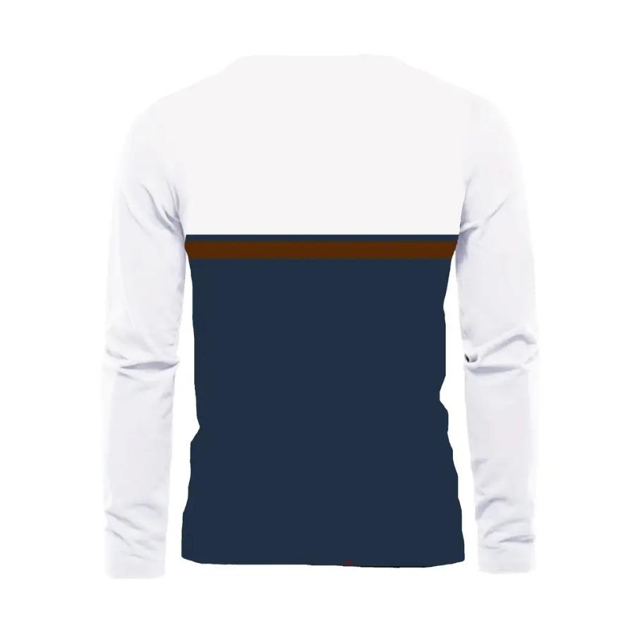 All-Season Men's Crew Neck T-Shirt - Stylish Color Block, Long Sleeves, Durable & Easy-Care Fabric