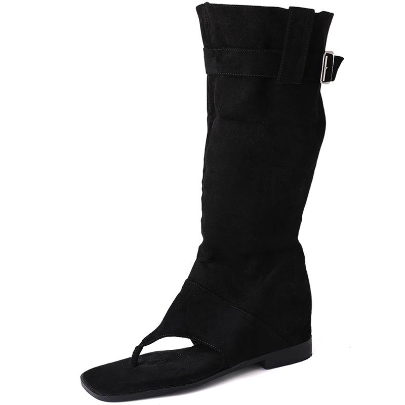 Роскошные дизайнерские женские сандалии-гладиаторы на весну и лето, модные брючные сапоги на плоской подошве с зажимом для девочек, уличные брючные сапоги Spice Girls