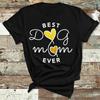 ZIMOXUAN Summer Women Short Sleeve Shirt "Best Dog Mom Ever" Cotton Casual Mom Shirt Tops