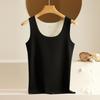 "Seamless German Velvet Warm Women's Vest with Thickened AB Surface, Large U-Neck, Perfect for Autumn and Winter"