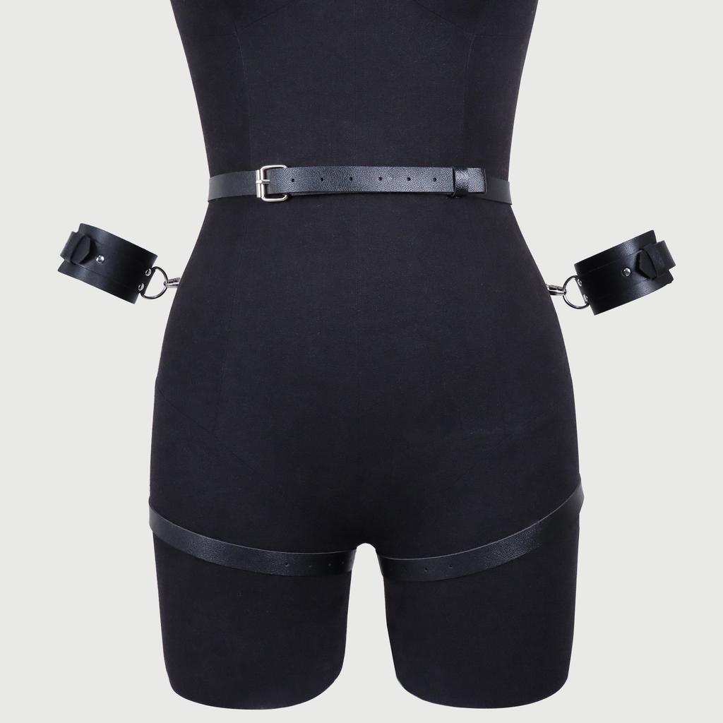 Women Sexy Thigh Garter Leather Lingerie Leg Harness Bdsm Bondage Lingerie Fetish Handcuffs Clothing Festival Rave Outfit Garter