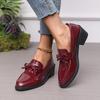 Womens Shoes Patent Leather Women Loafers British Tassel Casual Female Flat Shoes Bowknot Comfortable Small Leather Shoes