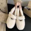 2025 Autumn and Winter New Heightening Plush Wool Shoes Women's Winter New One-word with Thick-soled Wool Cotton Women's Cotton Shoes