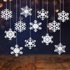 Yousheng 12 Pcs Felt Snowflake Christmas Ornaments White Snowflake Hanging Decoration for Winter Tree Mantel Wall Home Party Decor