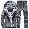 Tracksuit Fleece Hooded Jacket +Pants Sweatshirts Set Hoodies Suit Coat Sportswear Autumn Winter Warm Pullover