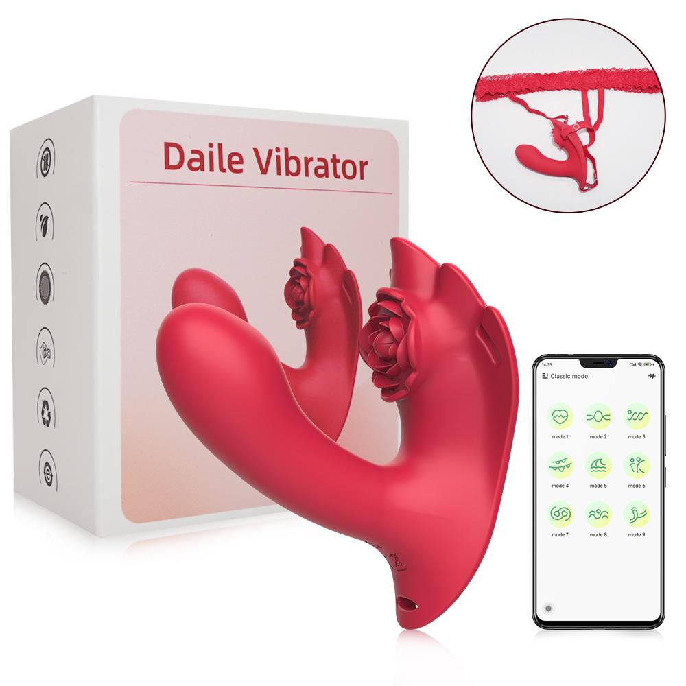2 In 1 Wearable Panty Vibrator Bluetooth App Control Dildo Vibrator Women Clitoral Stimulation  Female Sex Toy Masturbato 18+
