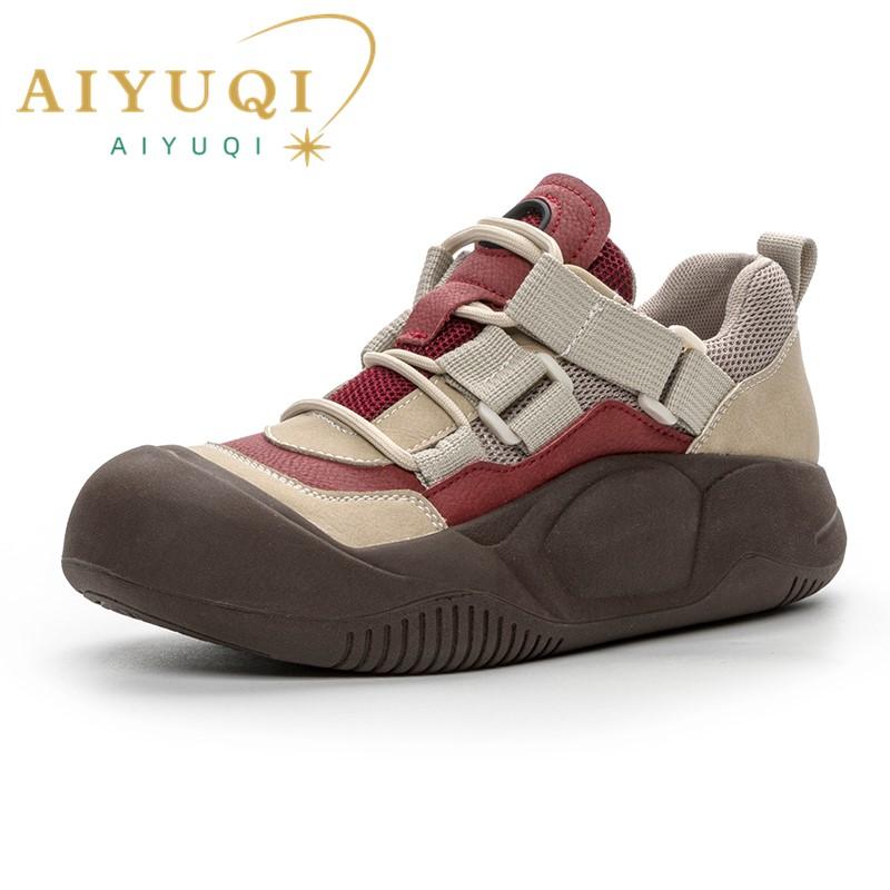 Fashion AIYUQI Women Sneakers Retro 2024 Spring New Non Slip Women Vulcanized Shoes Genuine Leather Large Size 41 42 43 Women Shoes