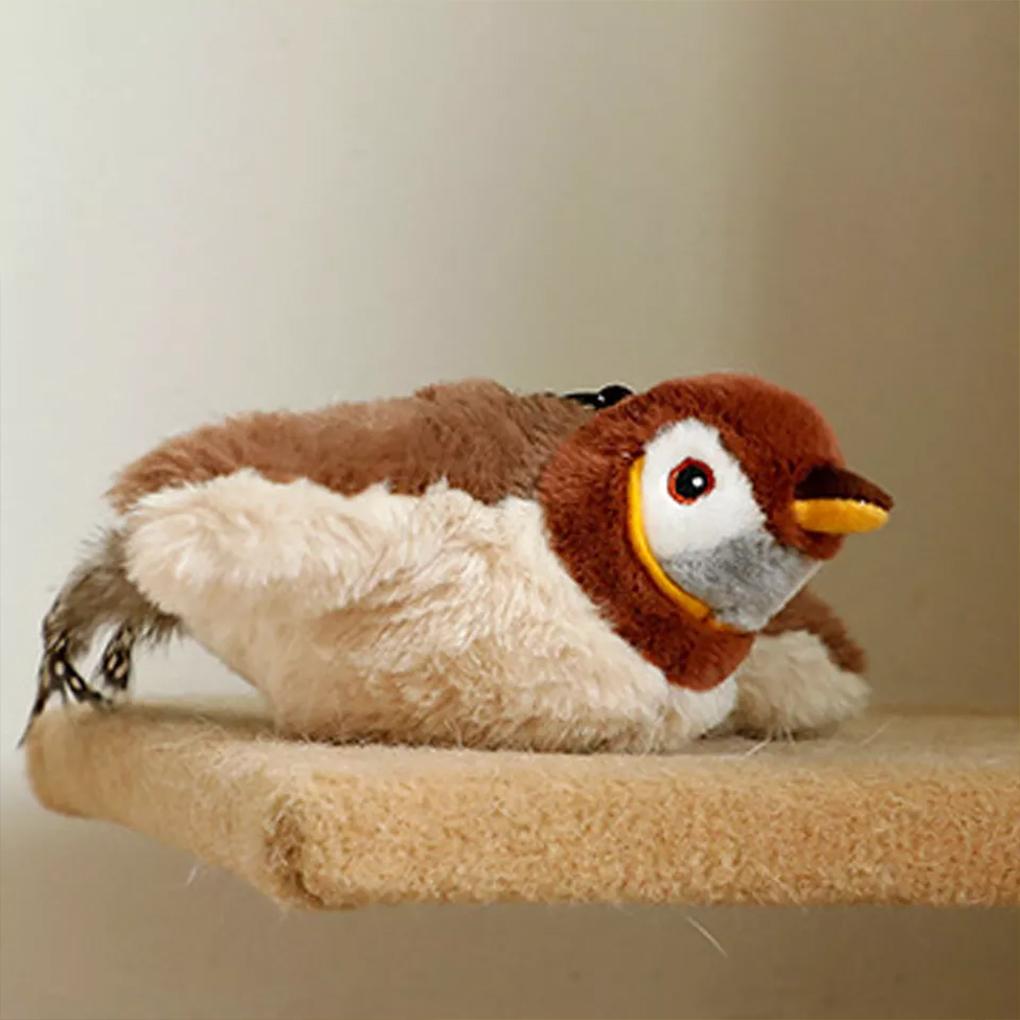 Interactive Cat Toys Rechargeable Chirping Flapping Bird(no Flying) with Catnip for Indoor Cats Kitten Touch Activated Plush Toy