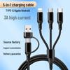 2-3 Port Fast Charging Cable: 5-in-1 Braided 3A for Apple iPhone, Huawei, Type-C Devices.