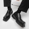 Classic Fashion Platform Thick Soles Leather Shoes Men Square Toe Work Shoes Derby Shoes Casual Male Business Formal Dress Shoes